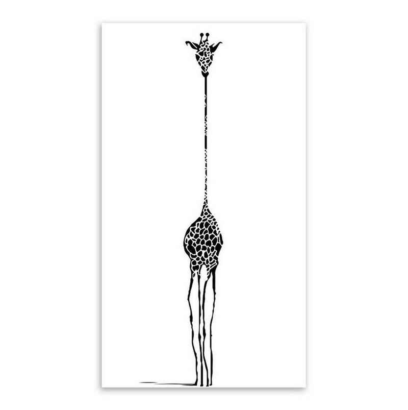TPFLiving Kunstdruck (OHNE RAHMEN) Poster - Leinwand - Wandbild, Abstrakte Giraffe schwarz weiß (Verschiedene Größen), Farben: Leinwand bunt - Größe: 20x40cm