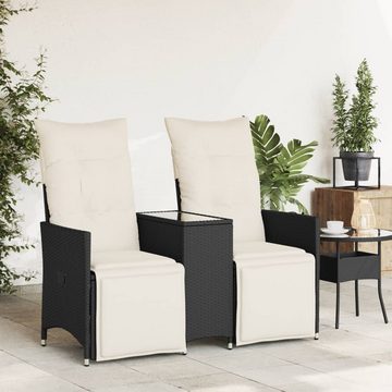 vidaXL Loungesofa Gartensofa 2-Sitzer Verstellbar mit Tisch Schwarz Poly Rattan, 1 Teile