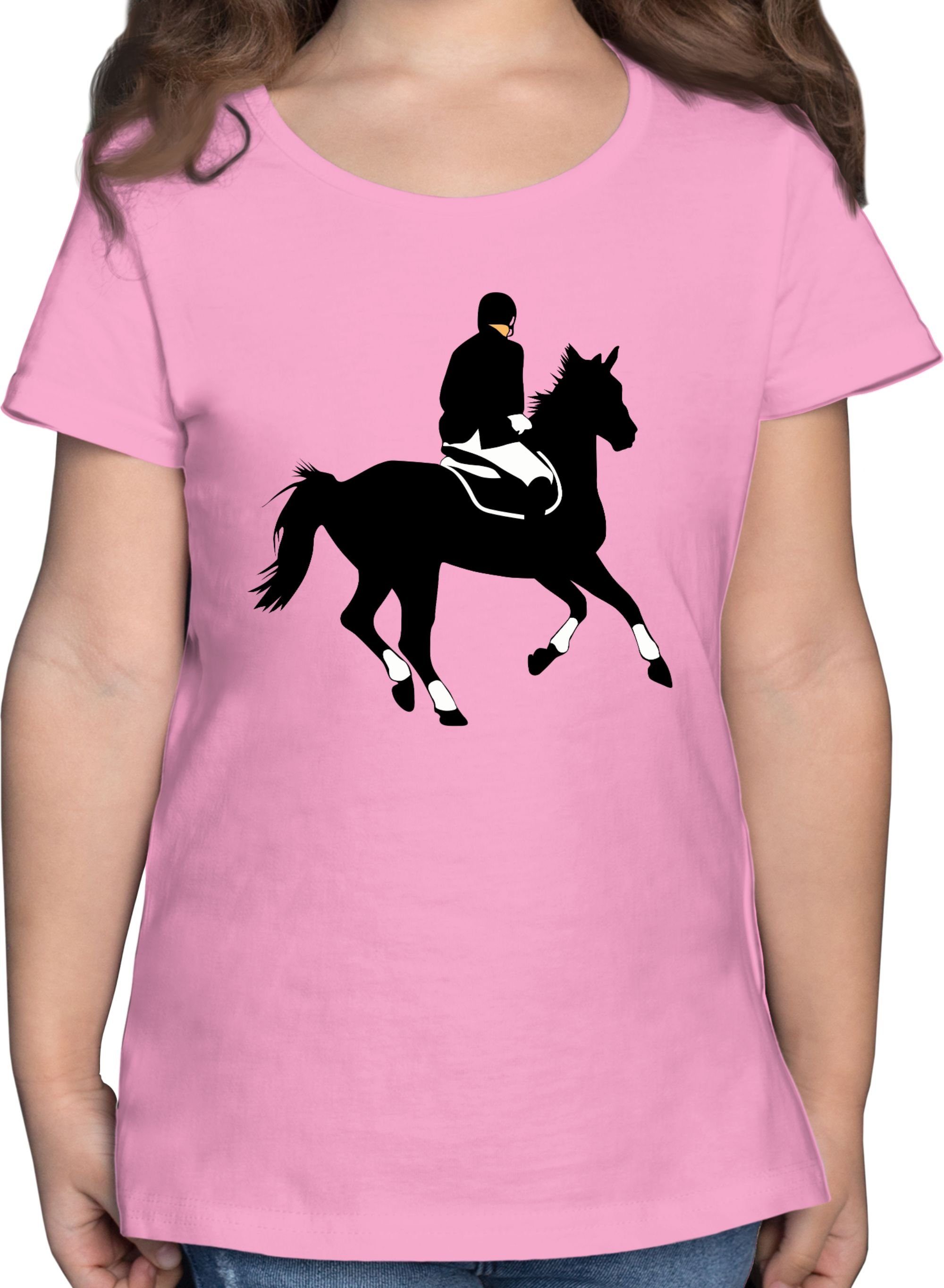 Shirtracer T-Shirt Dressur Pferd Reiter Dressurreiten Pferd 2 Rosa