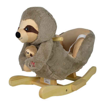 Infantastic Schaukeltier Schaukelspielzeug Babyschaukel Plüsch, mit Soundfunktion, aus Holz und Plüsch