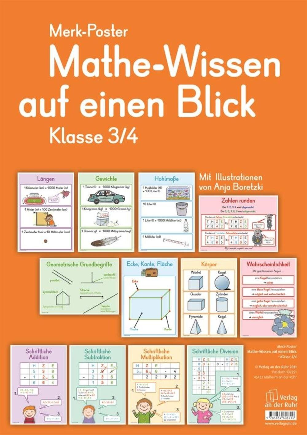 Verlag an der Ruhr Poster Merk-Poster Mathe-Wissen auf einen Blick Klasse 3/4