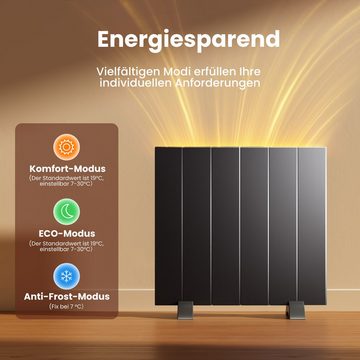 EMKE Elektro-Heizkörper Anthrazit Flachheizkörper Aluminium Stehend/wandmontierbar, Wifi-Steuerung LCD-Display Timing-Funktion Elektroheizung 1000W