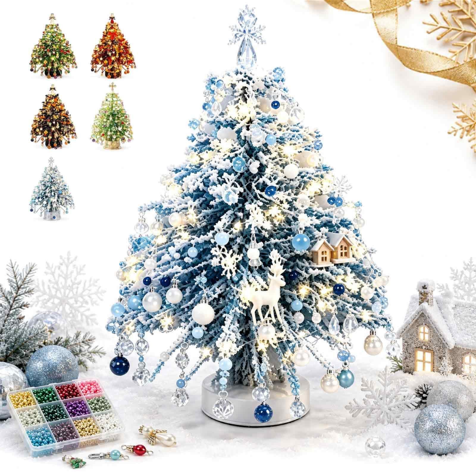 nsihing Kreativset DIY-Weihnachtsbaum-Bastelset mit Perlen,mit Anleitung, Kristall-Handwerksset,Weihnachtsdekoration, tischdekoration