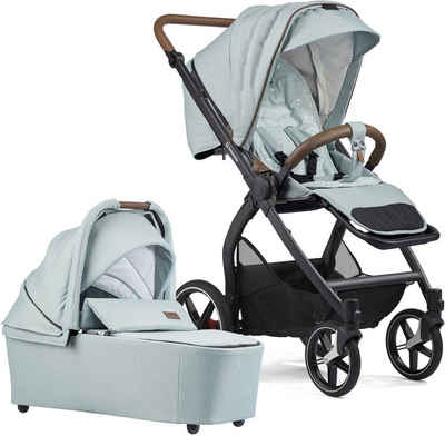 Gesslein Kombi-Kinderwagen FX4 Soft+ mit Aufsatz Swing schwarz, mintgrün meliert, mit Babywanne C3 und Babyschalenadapter