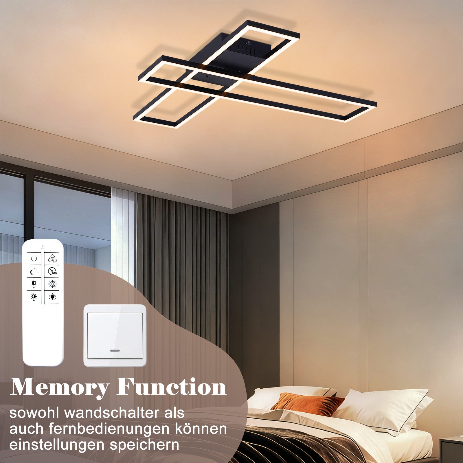 ZMH LED Deckenleuchte 56W/42W LED Deckenlampe für Wohnzimmer – dimmbar mit Memory-Funktion, Dimmbare, LED fest integriert, warmweiß-kaltweiß