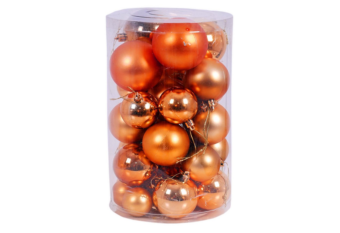 Mojawo Weihnachtsbaumklammer 30tlg. Christbaumkugeln / Weihnachtskugeln orange Ø 4/5/6/7cm