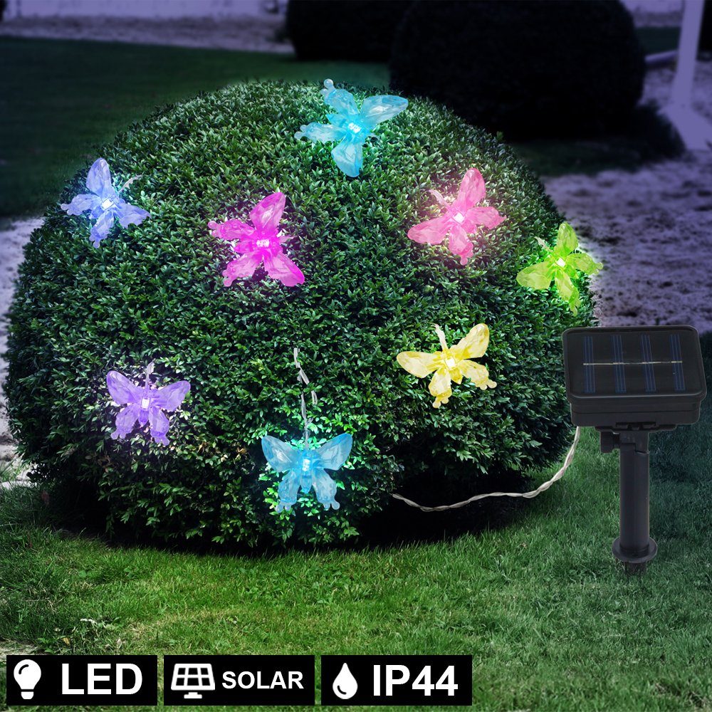 Gartenleuchte, RGB LED Außen SOLAR Lichter Kette Schmetterling