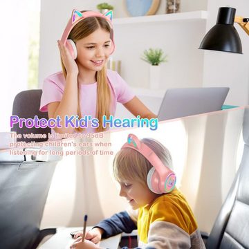 LOBKIN Kundenorientierte Lösungen Kinder-Kopfhörer (3,5mm-Verkabelte oder Kabellose Dual-Modus bietet Unabhängigkeit, mit anpassbarem RGB-Lichtdesign um Katzenohren,Ohrmuscheln ermöglichen)