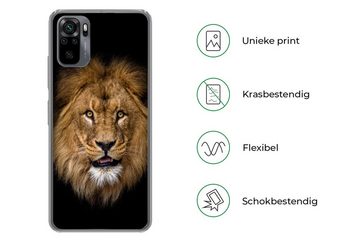 MuchoWow Handyhülle Löwe - Porträt - Schwarz - Tiere, Phone Case, Handyhülle Xiaomi Redmi Note 10, Silikon, Schutzhülle