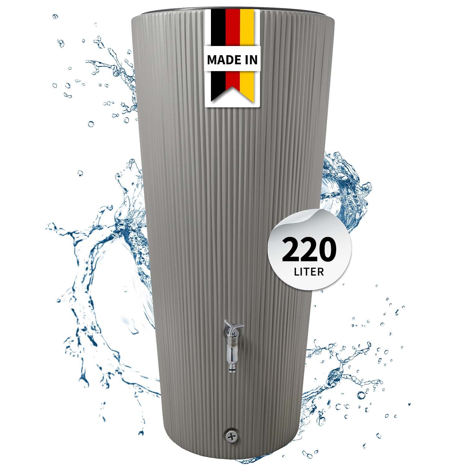 Regentonne LINUS 2in1 Regenspeicher 220 Liter zinkgrau inkl. Pflanzschale