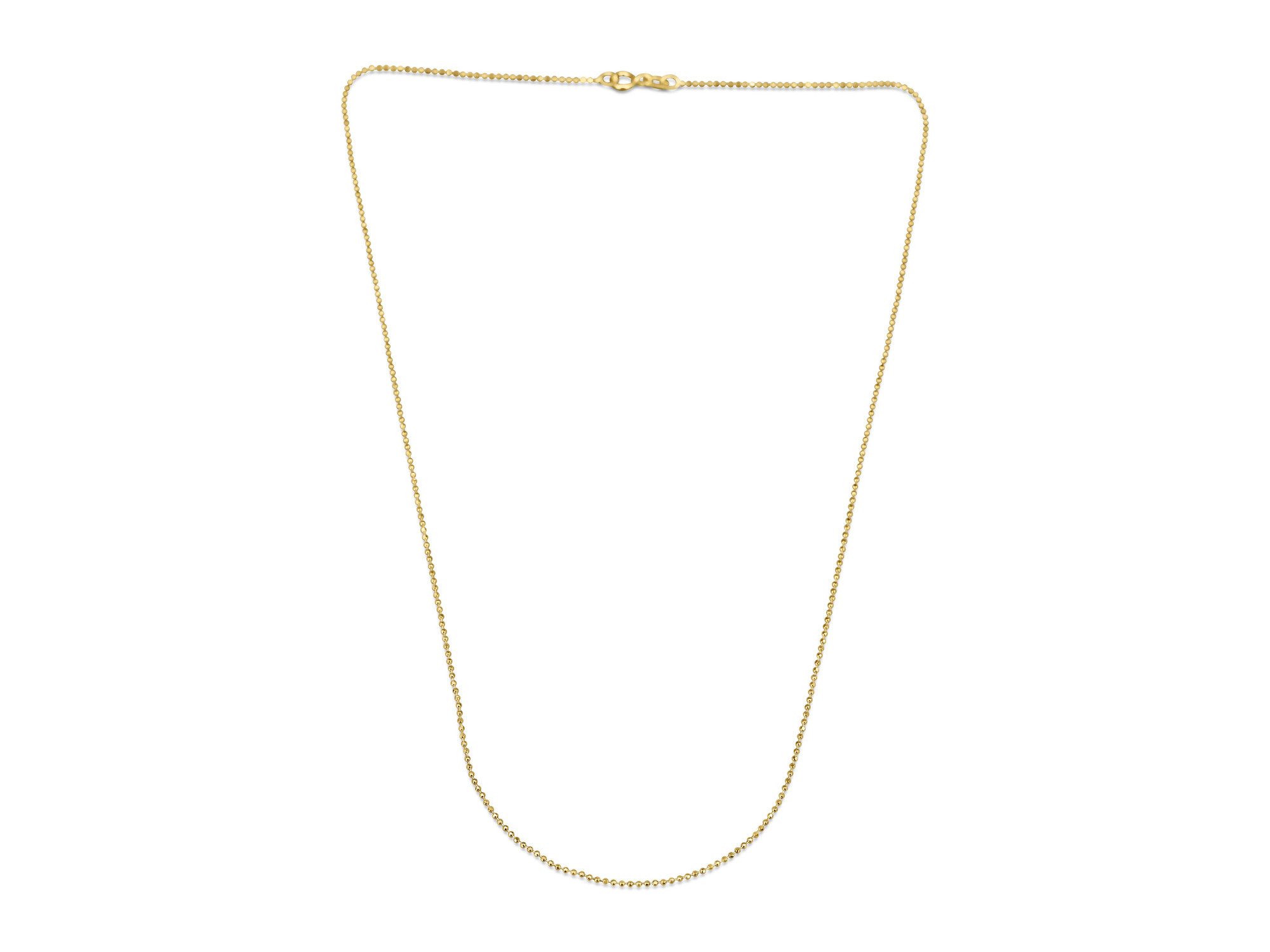 Antares Gold Goldkette Kügelchenkette 14K Gold – 45 cm, 1 mm, Hellgold, stabiler Karabinerverschluss, edle Schmuckbox