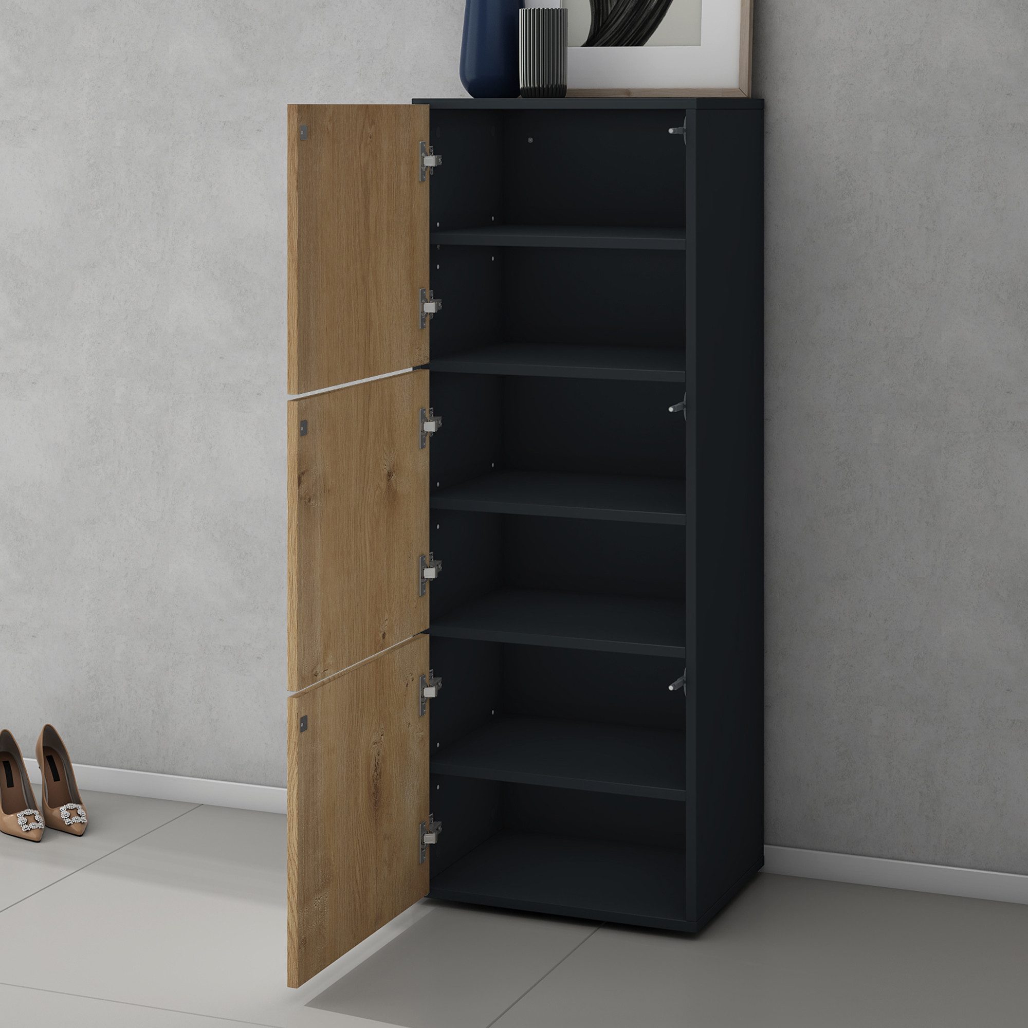 doporro Schuhschrank Schuhregal Schuhkipper mit 3 Fächern BTH:45x36x120cm Schuhschrank02