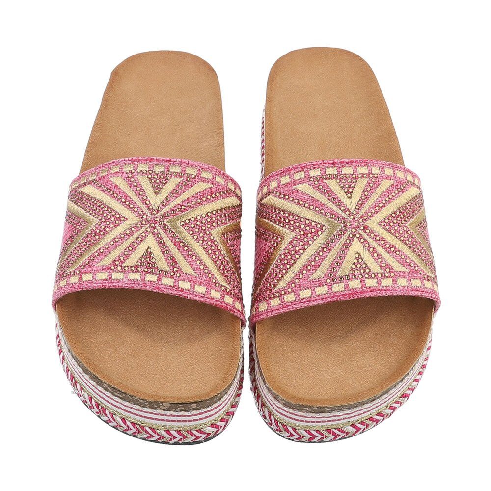 Ital-Design Bequeme Sommersandalen für stilbewusste Frauen Plateausandaletten (85698144) Flach Pantoletten in Rosa