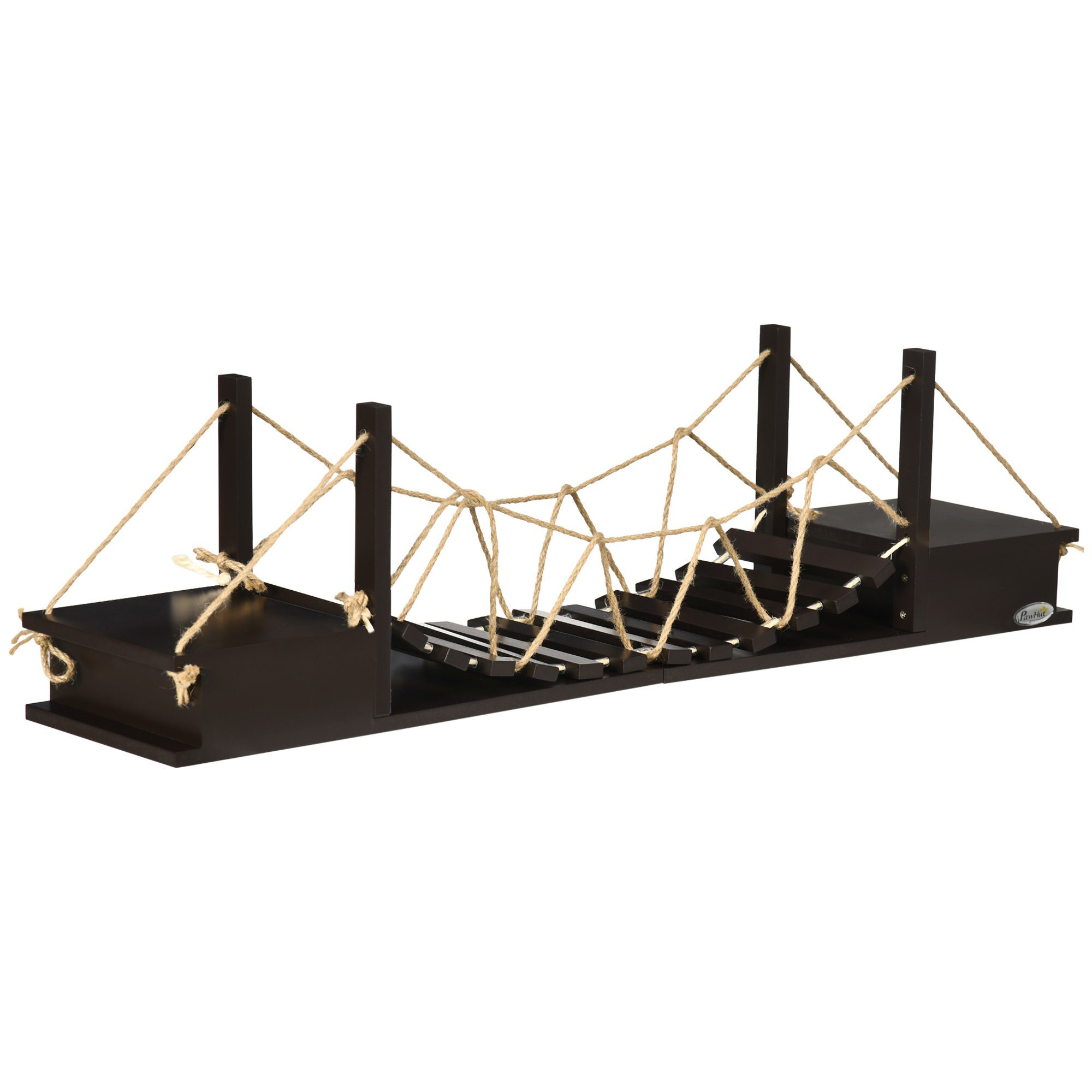 PawHut Kratzbaum Katzenregal, Hängebrücke, 96 cm x 20 cm x 25,5 cm, Braun, BxTxH: 96x20x25,5 cm