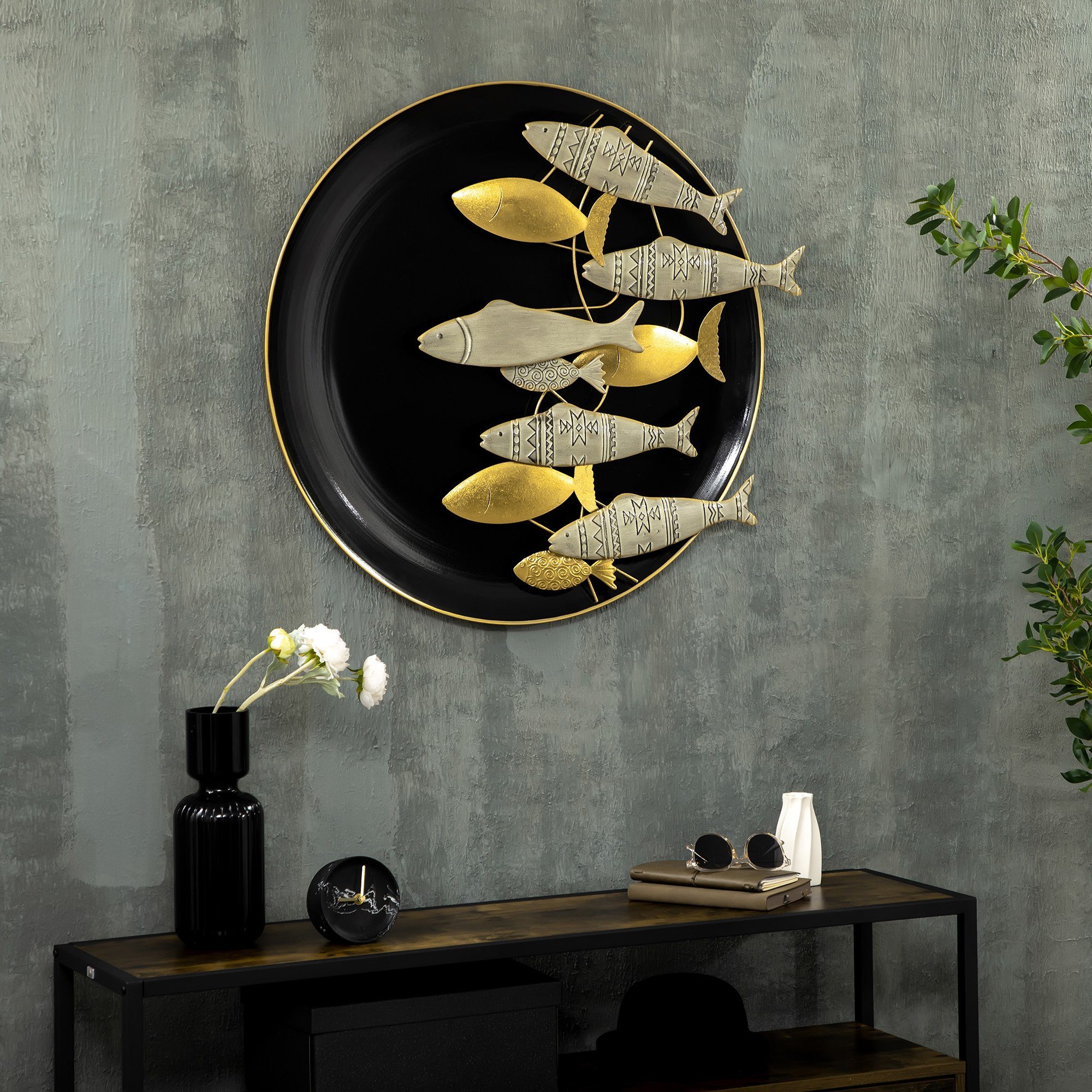 x cm 78 Wanddekoration mit 4,5 Wandbild Fischen 75 St), 3D-Effekt cm, 1 mit x Fischen cm Fisch HOMCOM (Set,