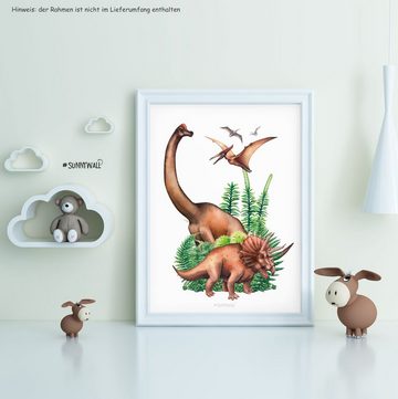Sunnywall Poster Poster Kinderzimmer Dinosaurier Real (4er Set), Dinosaurier (Set, 4 St)