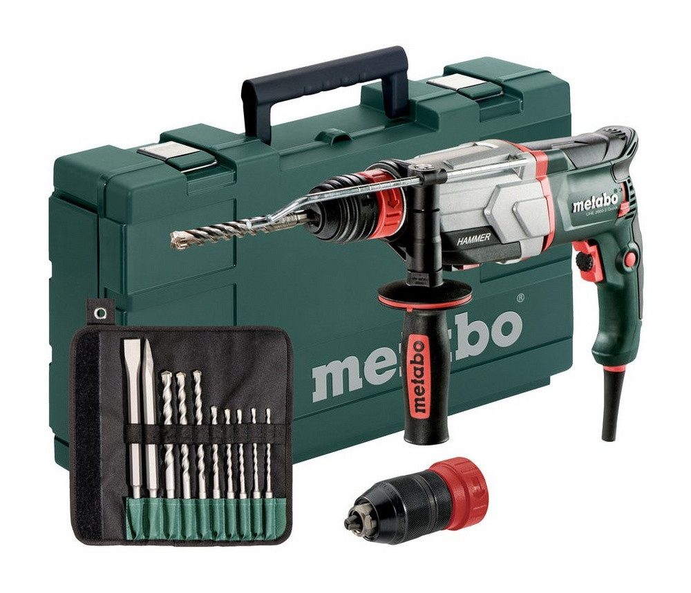 metabo Bohrhammer UHE 2660-2 Quick, 230 V, Set Multihammer mit SDS-plus-Bohrer- und Meißelsatz 10-tlg