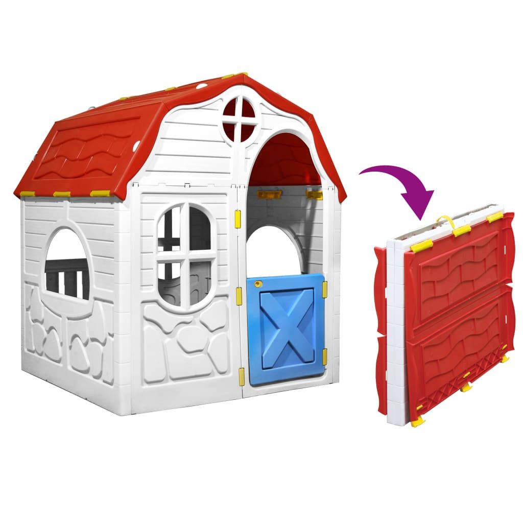 vidaXL Spielhaus, Faltbares Kinderspielhaus mit funktionierender Tür und Fenstern