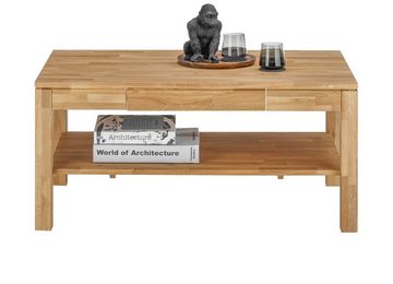 MCA furniture Couchtisch Salem (Asteiche massiv, geölt und gewachst, 115 x 70 cm), mit Schublade, Komforthöhe
