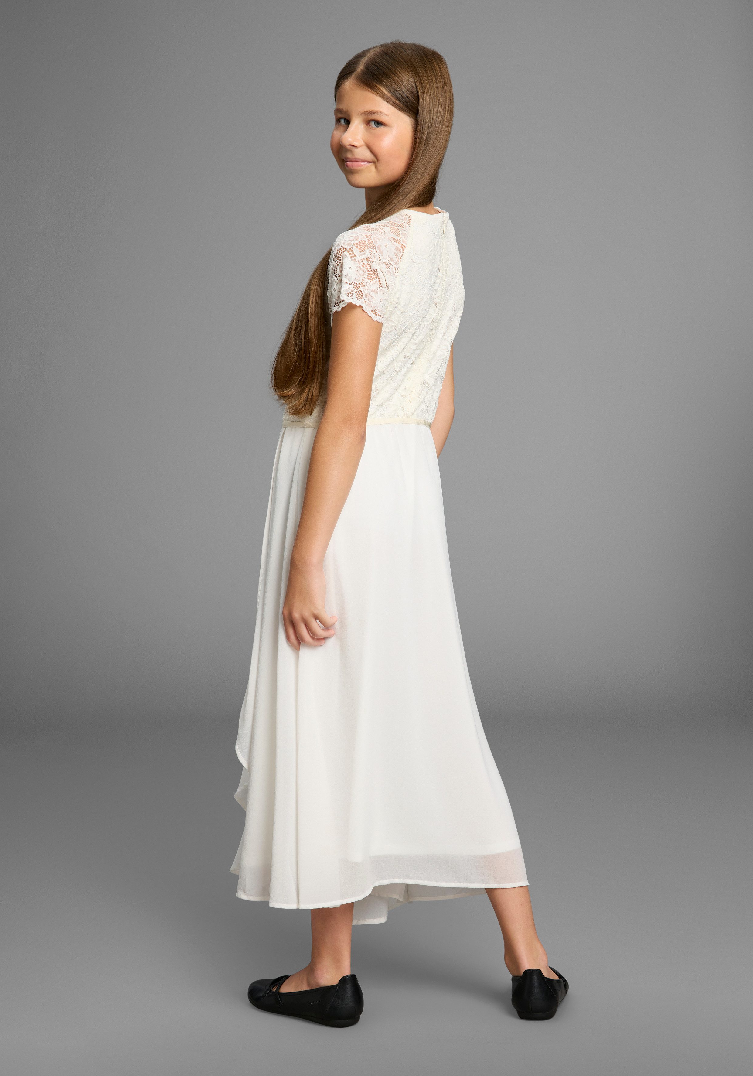 KIDSWORLD Jerseykleid Festliches Kleid mit Spitze Elegantes Kleid mit Spitze und Chiffon