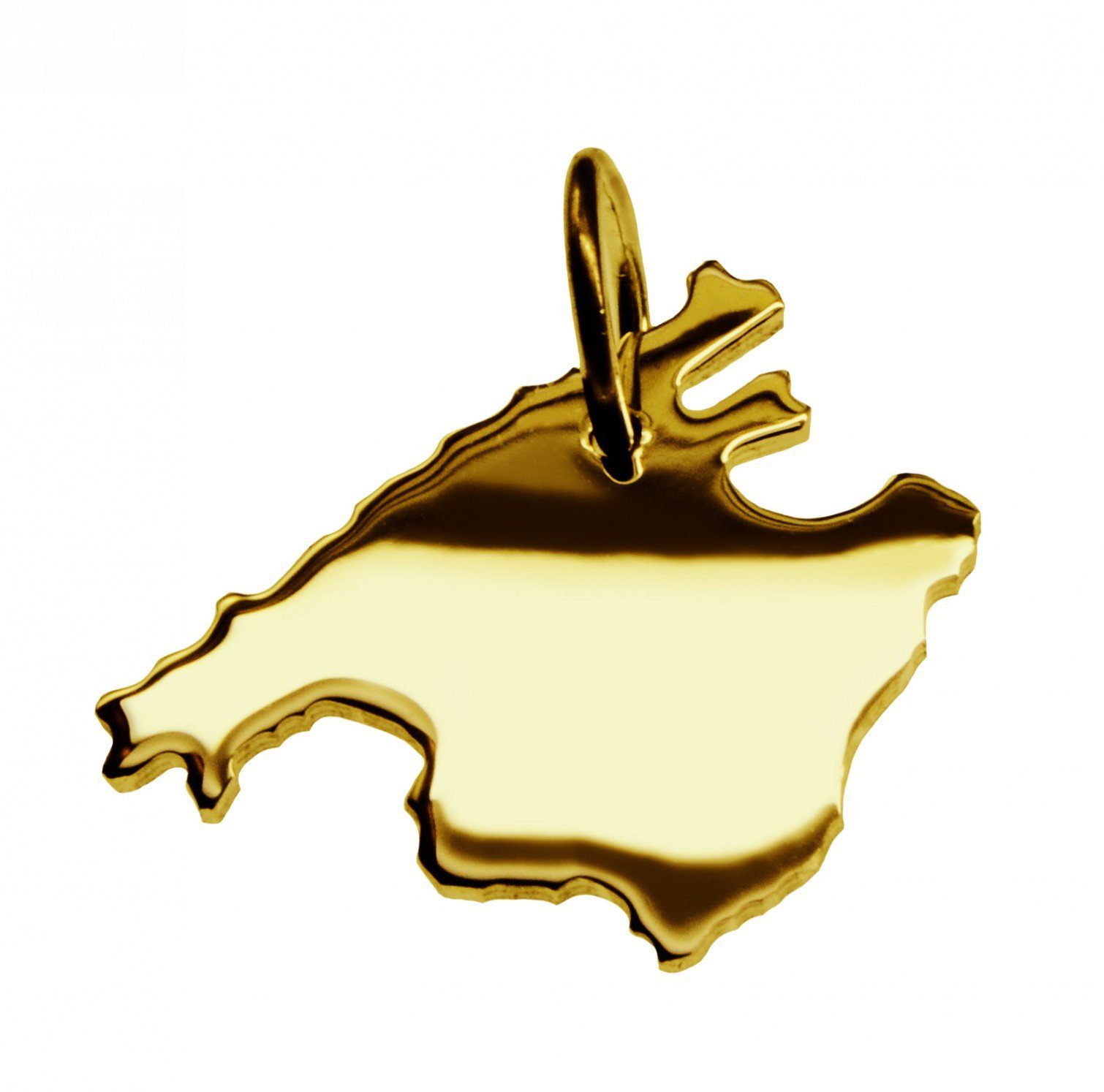 Kettenanhänger Anhänger der Landkarte Mallorca in massiv 585 Gelbgold