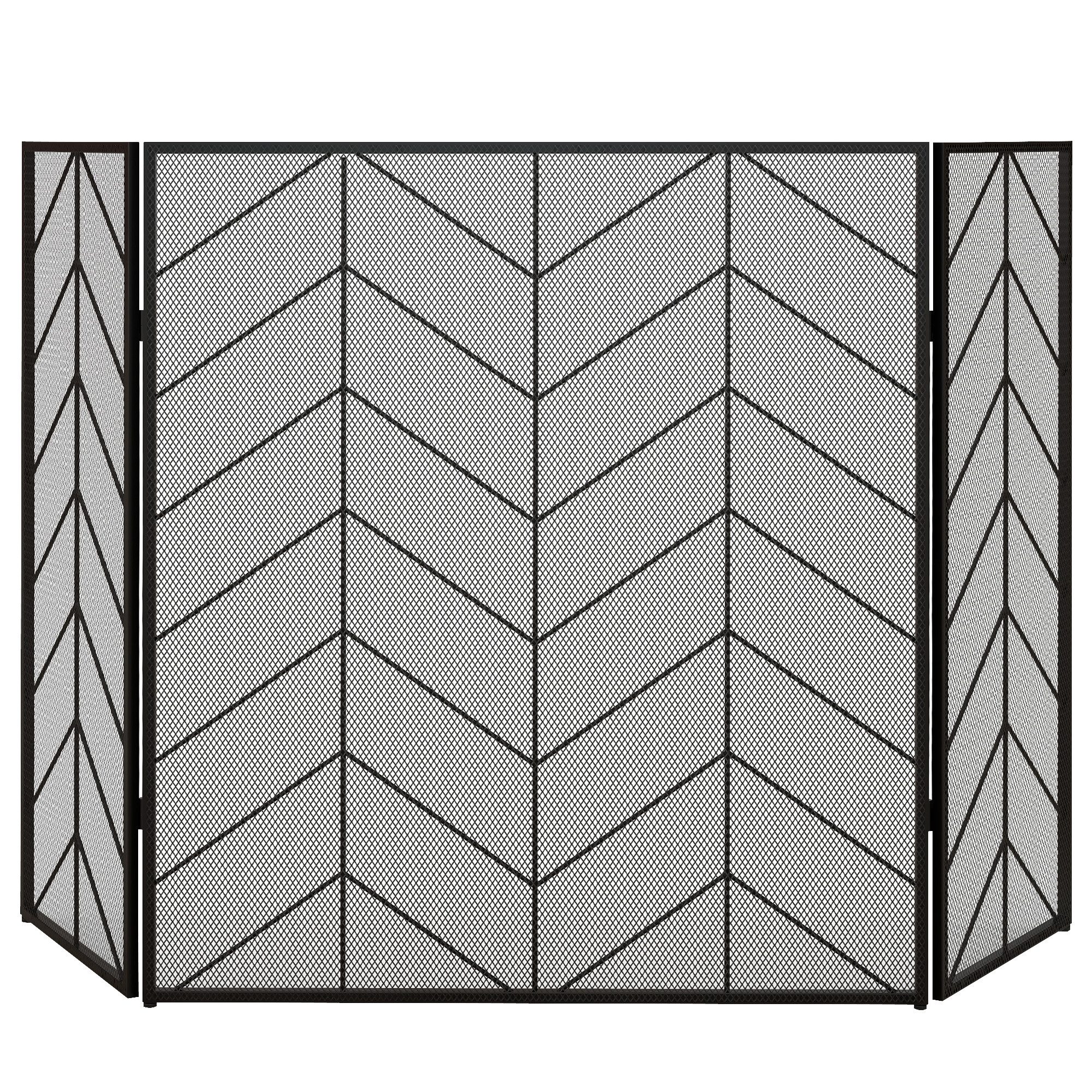 FELIXLEO Funkenschutzgitter Funkenschutz für Kamine, Funkenfänger, faltbar, beschichtet, 135x85 cm