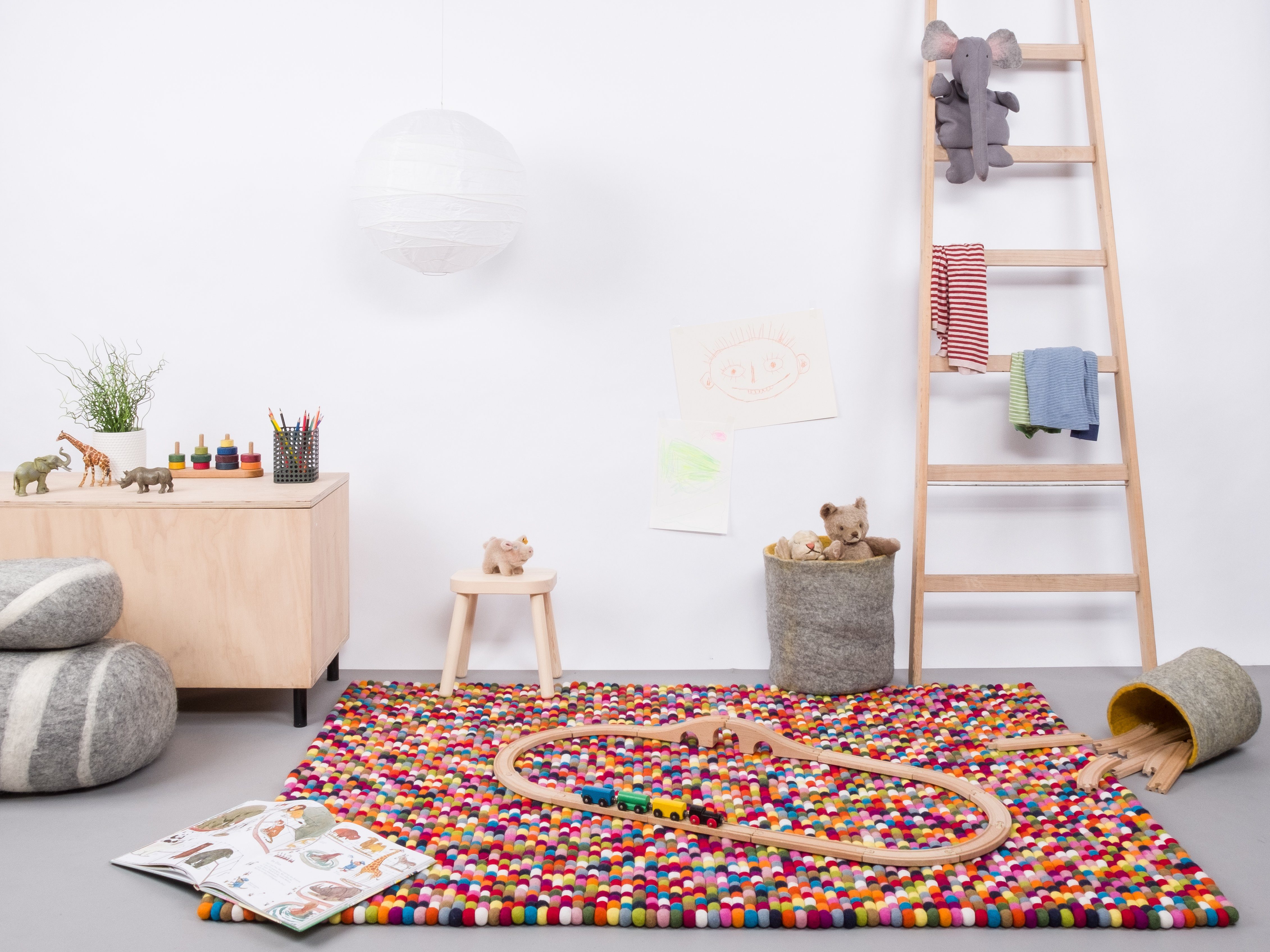 myfelt Wollteppich Lotte Filzkugelteppich eckig, Schurwolle günstig online kaufen