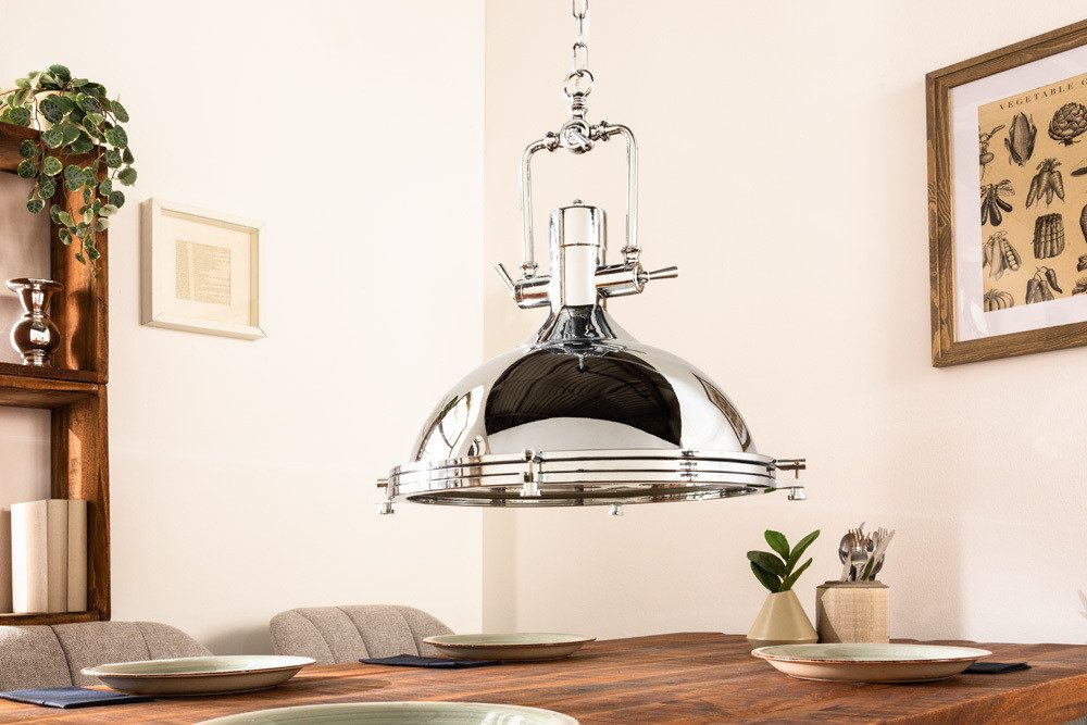 riess-ambiente Hängeleuchte INDUSTRIAL 45cm silber, ohne Leuchtmittel, Wohnzimmer · Metall · Esszimmer · Industrial