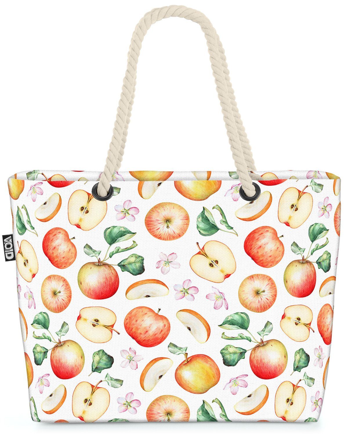 VOID Strandtasche (1-tlg), Apfel Früchte Obst Zeichnung Grafik Backen Gebäck kuchen küche herbst