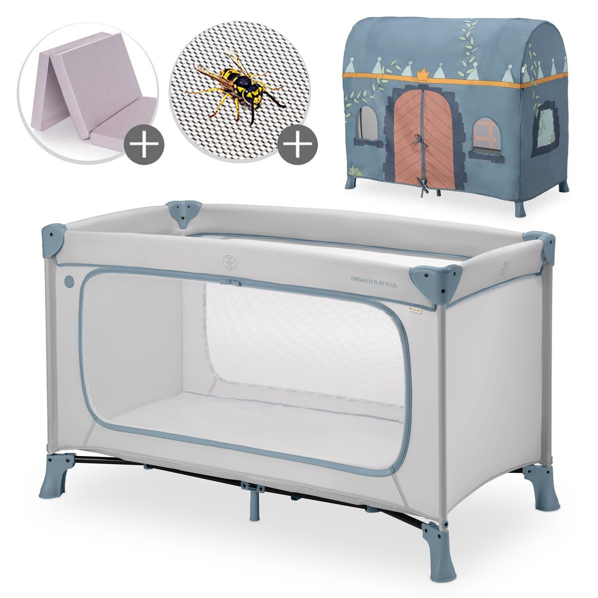 Baby-Reisebett Dream N Play Plus - Dusty Blue