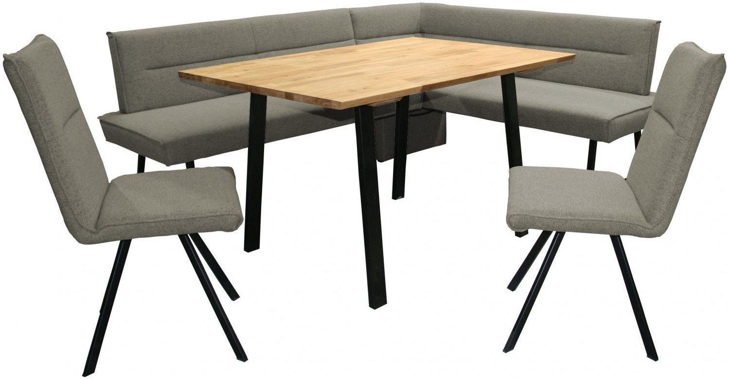 Home affaire Eckbankgruppe Sava, (Set, 4-tlg), Eckbank mit Wellenfederung im Sitz, Tisch Massiv Eiche
