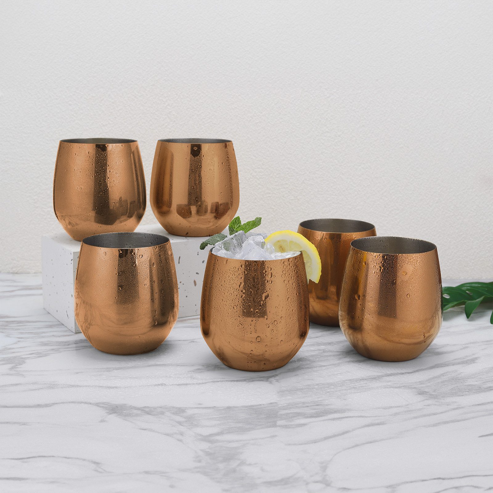 ECHTWERK Glas Wein & Wasserkelch 6-tlg, 6-tlg., Edelstahl, Trinkbecher aus Edelstahl, unzerbrechlich, bruchsicher, 500 ml