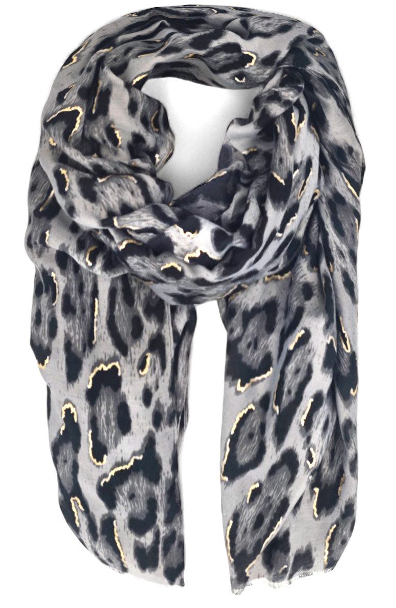 styleBREAKER Modeschal Schal Leoparden Muster Gold Metallic, (1-St) günstig online kaufen