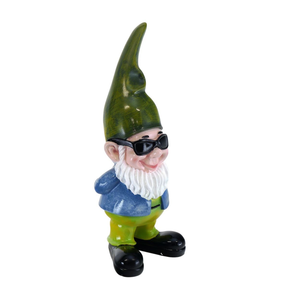 Dekofigur Gartenzwerg Deco Gartenfigur in grün blau aus Kunstharz mittelgroß