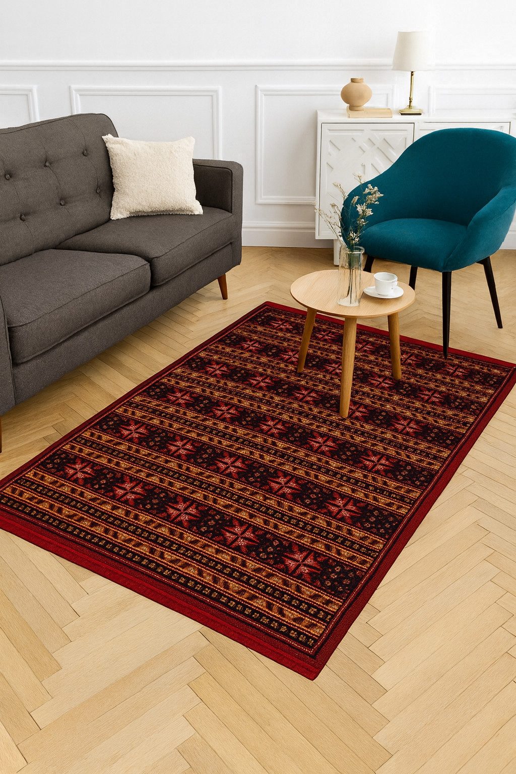 BIGGHOME Teppich Teppich wohnzimmer orientalisch–80x150 cm, Maschinenwaschbar