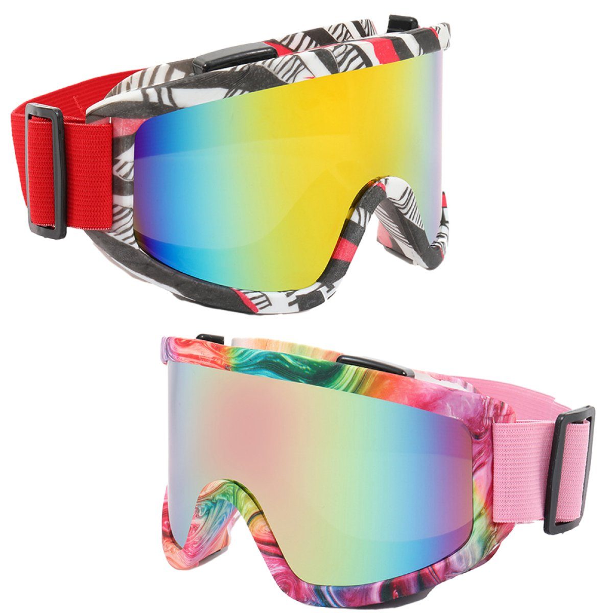 ZmdecQna Skibrille Unisex für Damen und Herren,UV-Schutz skibrille für brillenträger, Reduziert das Beschlagen, AugenschutzUV-Schutz Multicolour3