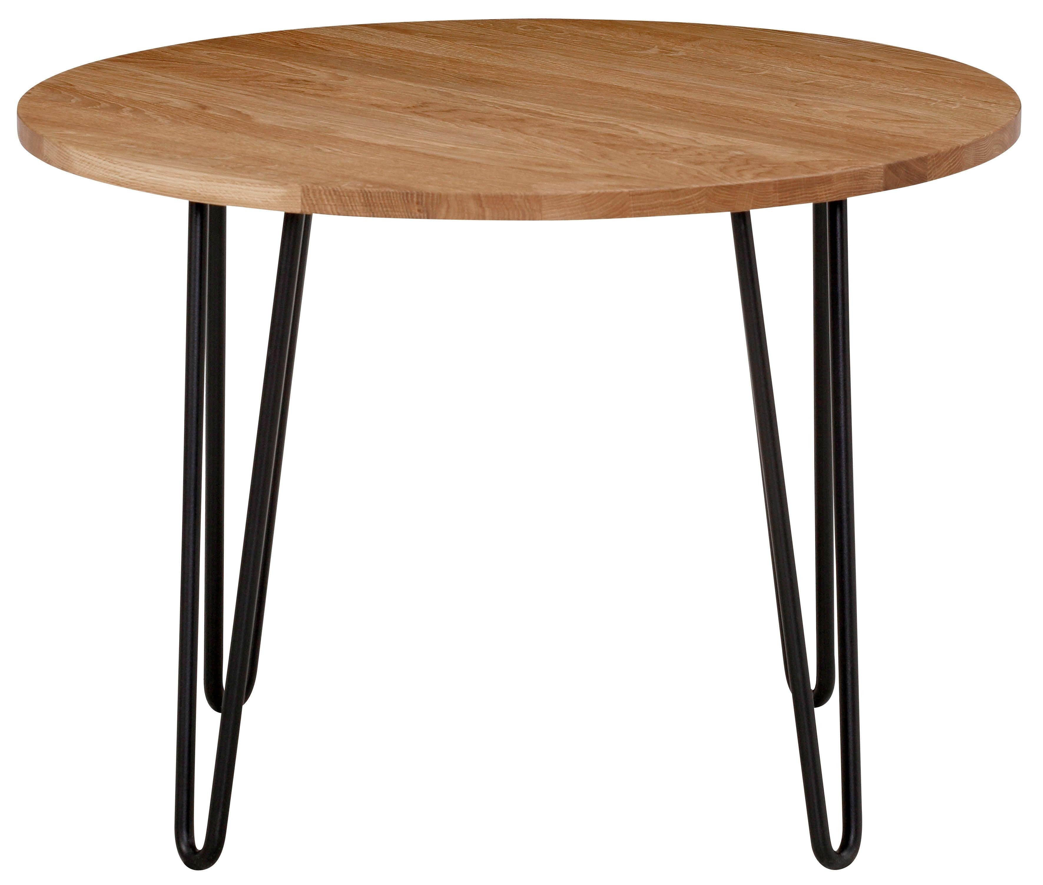INOSIGN Couchtisch Hairpin, aus massiver Eiche, mit Metallbeinen, Breite 70 cm.