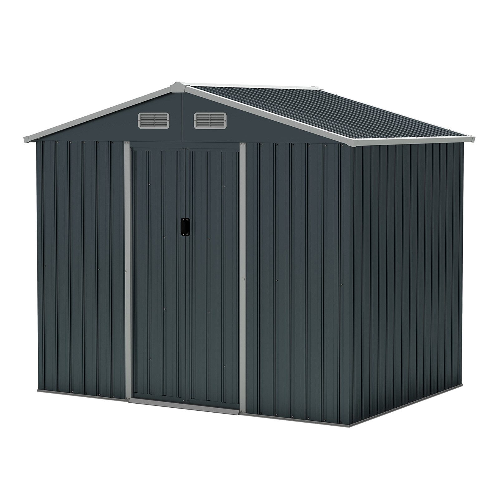 COSTWAY Gerätehaus, BxT: 236x172 cm, Geräteschuppen, mit 4 Luftventile & Bodenbasis
