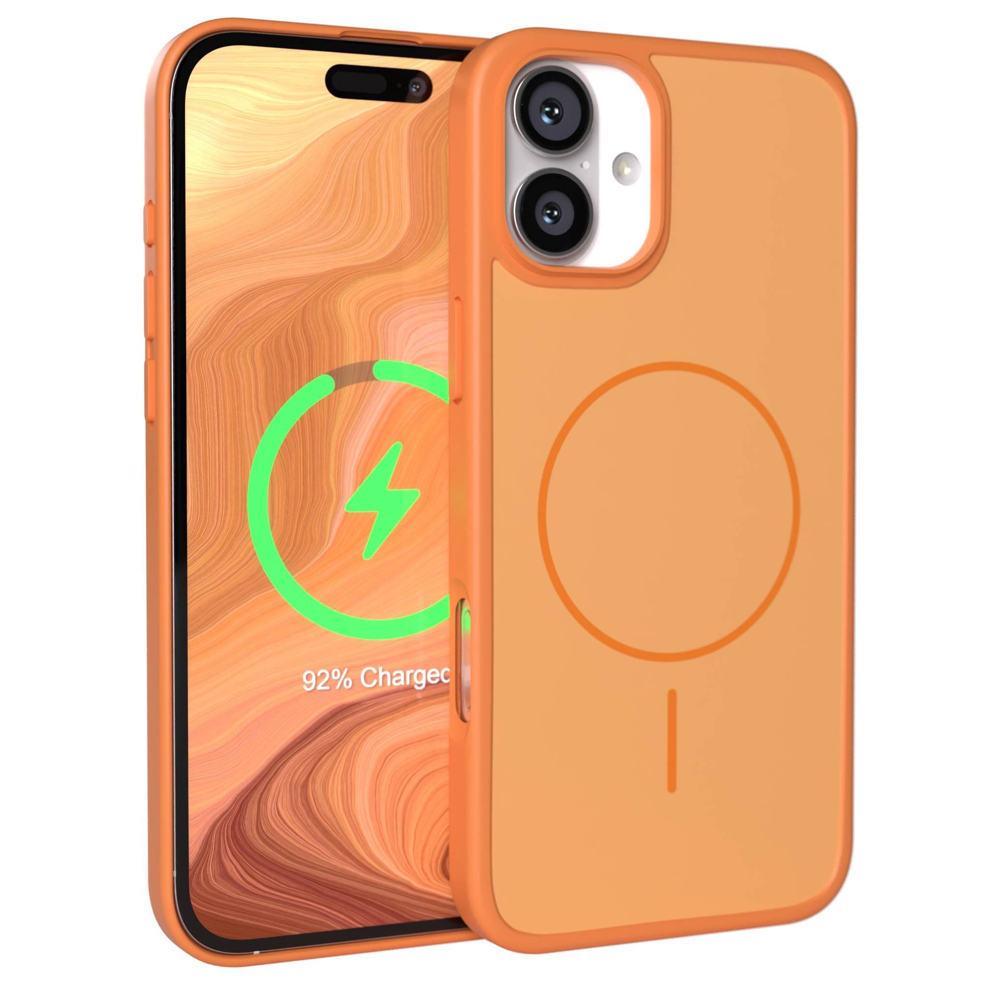 EAZY CASE Handyhülle Slim Outdoor MagSafe Case für Apple iPhone 16 Plus 6,7 Zoll, Robustes Slim Case mit MagSafe Kompatibilität in Orange