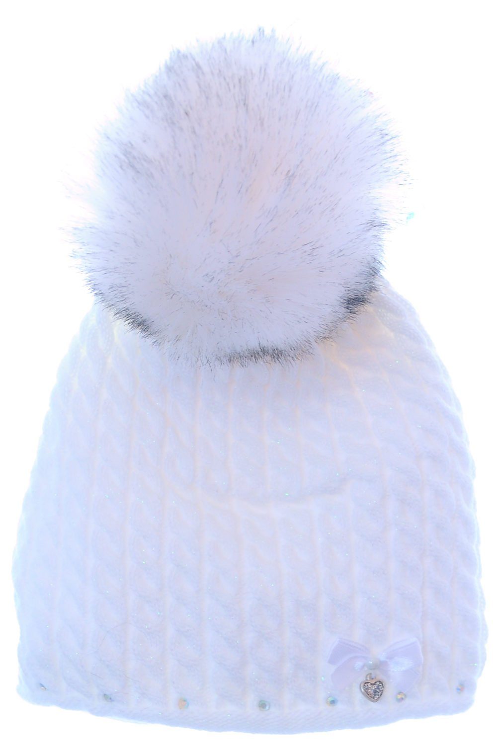 LA BORTINI Bommelmütze Mütze Wintermütze Bommelmütze für Baby und Kindermütze in Weiß warm mehr