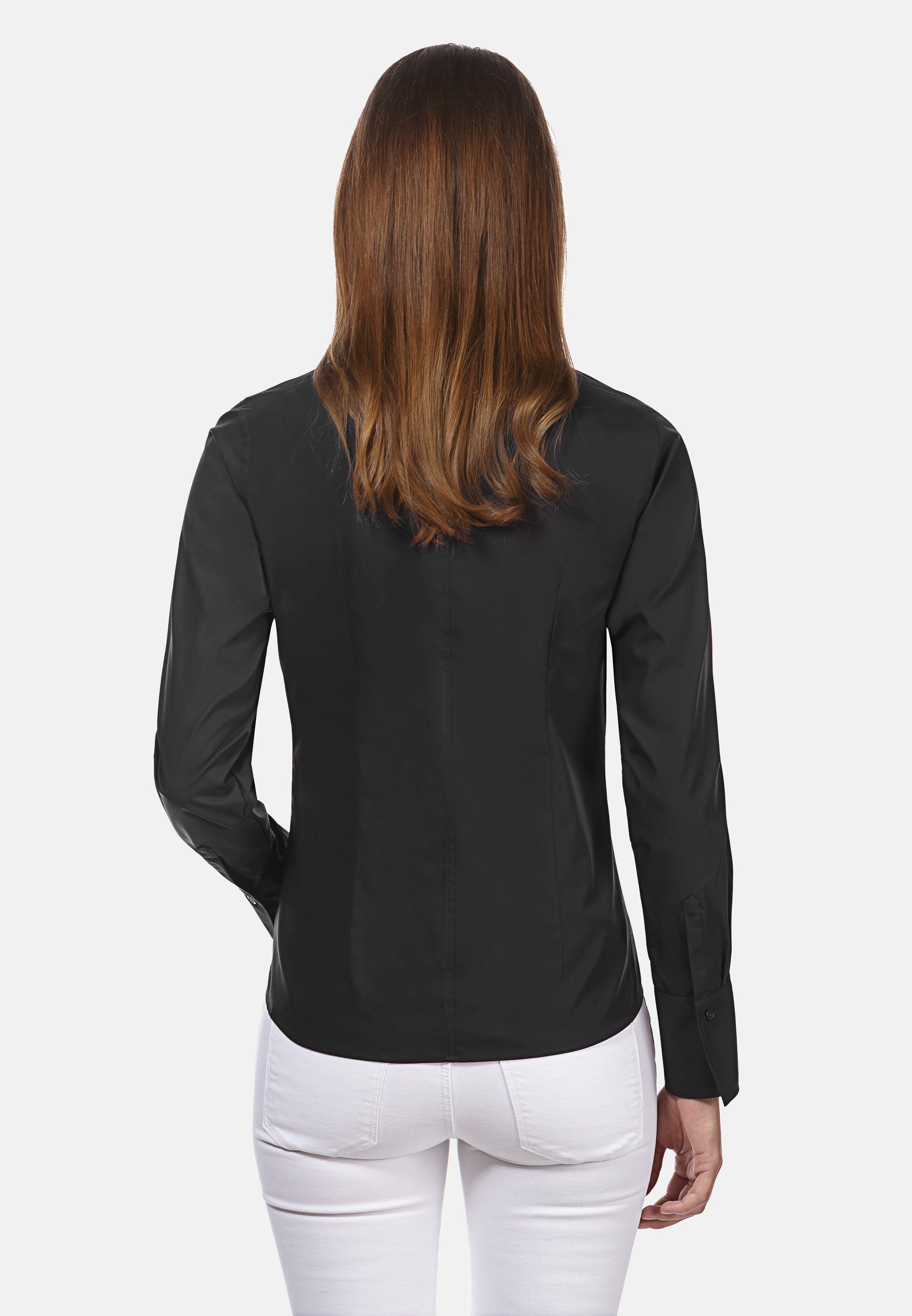 Vincenzo Boretti Klassische Bluse leicht tailliert Kelchkragen