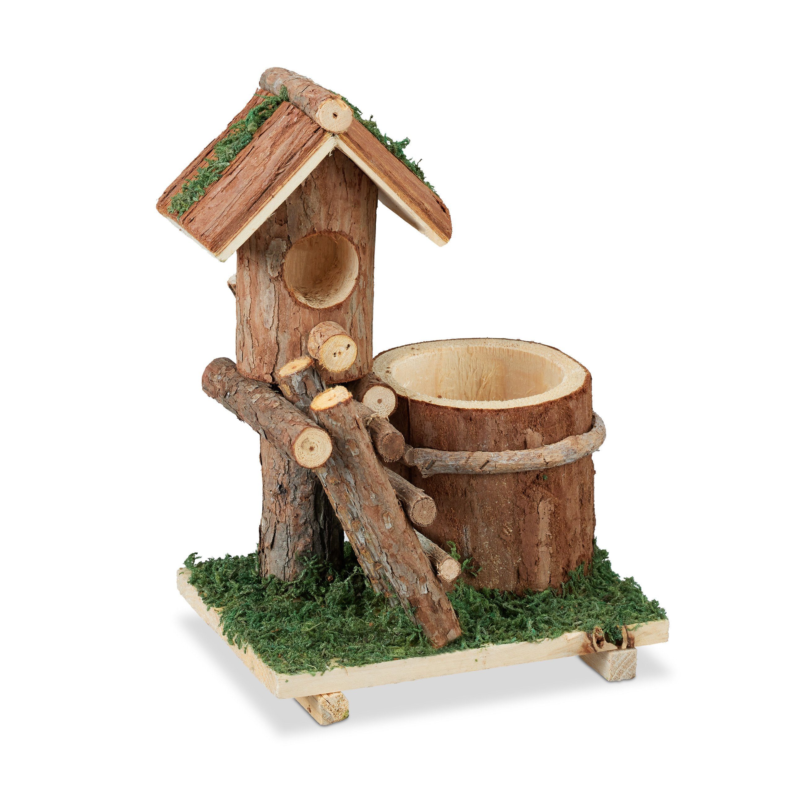 relaxdays Holz Blumentopf Vogelhaus Blumentopf mit