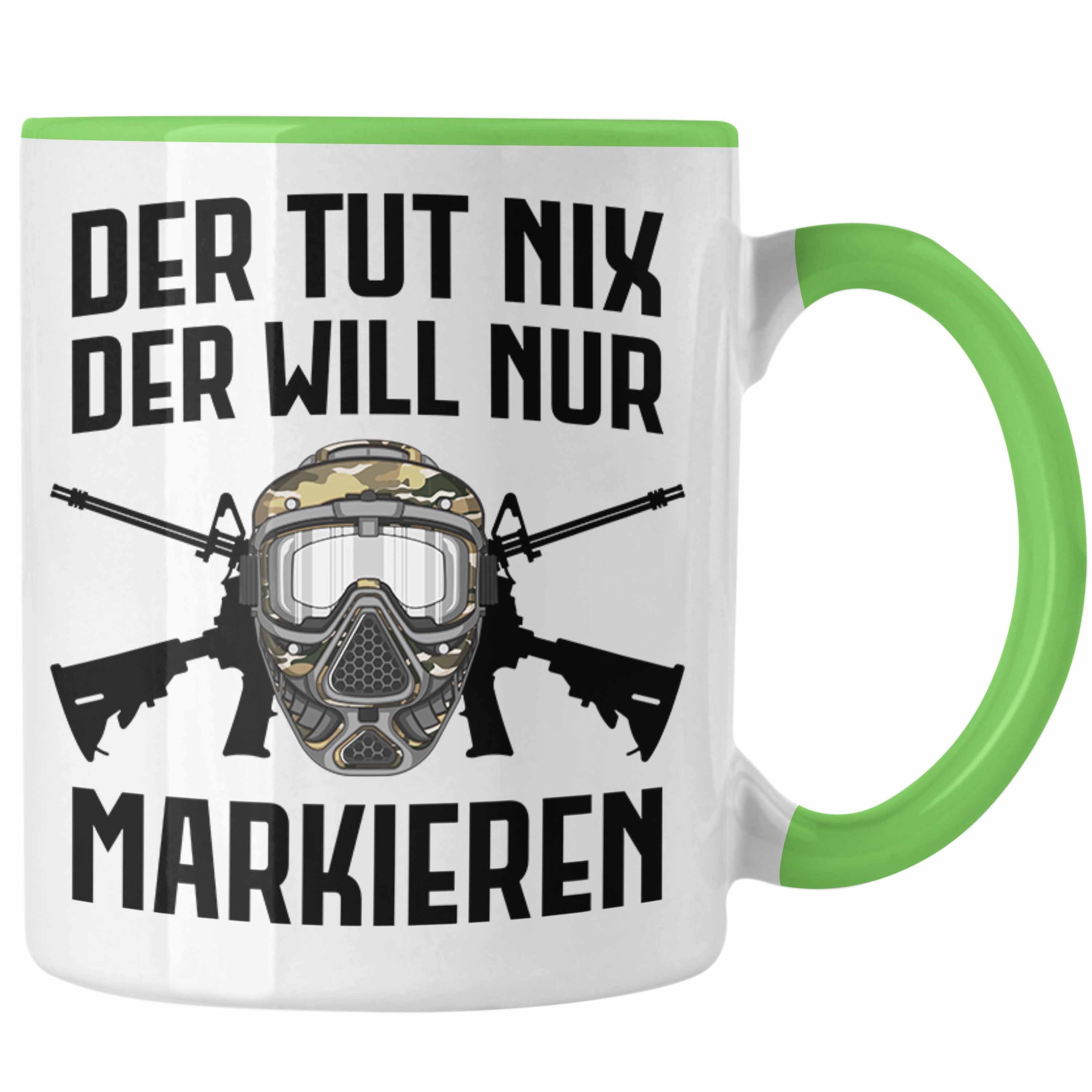 Trendation Tasse Trendation - Paintball Tasse Geschenk Männer Der Tut Nix Paintballspieler Geschenkidee Lustig Grün