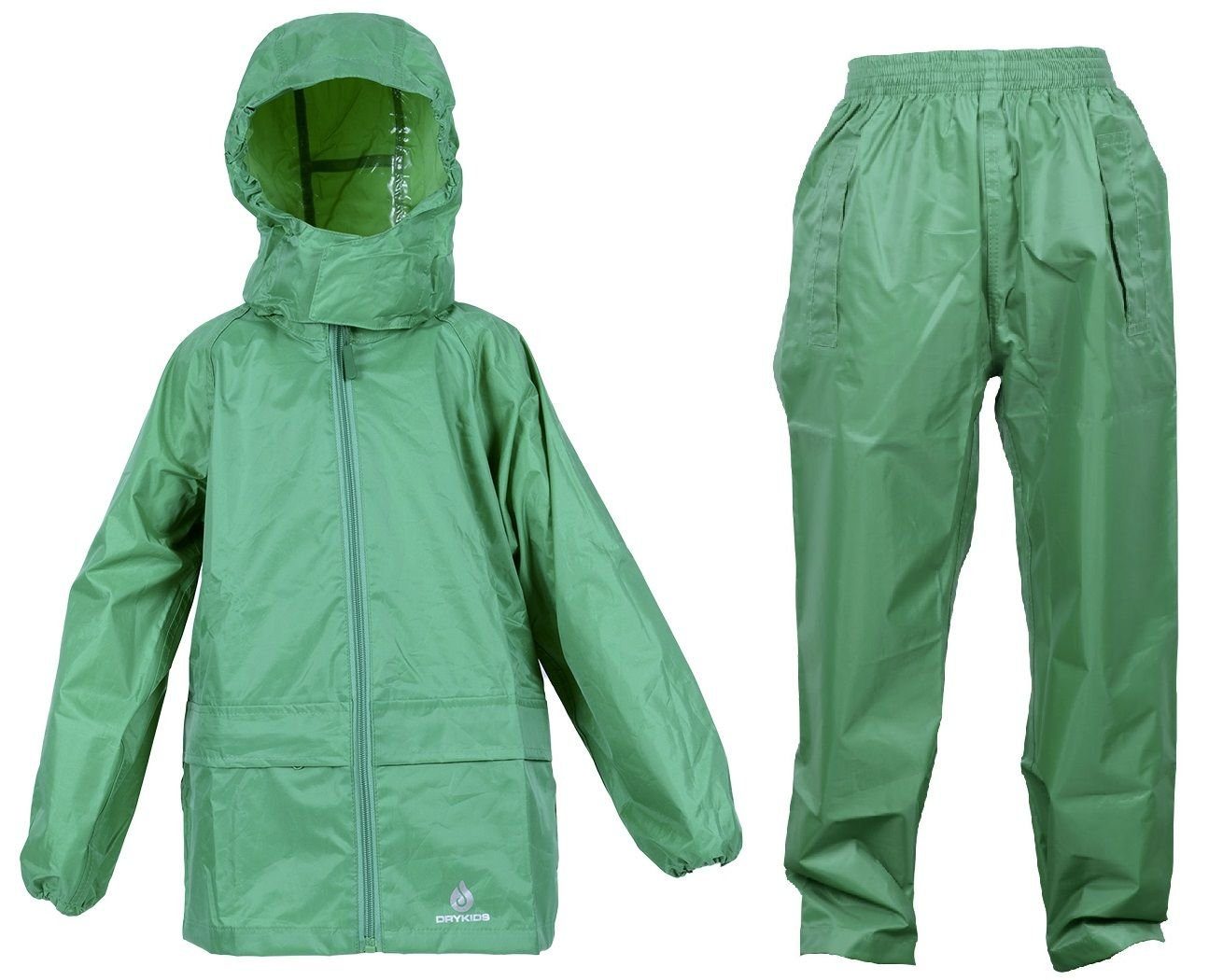 DRY KIDS Regenanzug (1-tlg), Kinder Grün Regenbekleidung reflektierende Regenanzug-Set, Wasserdichtes