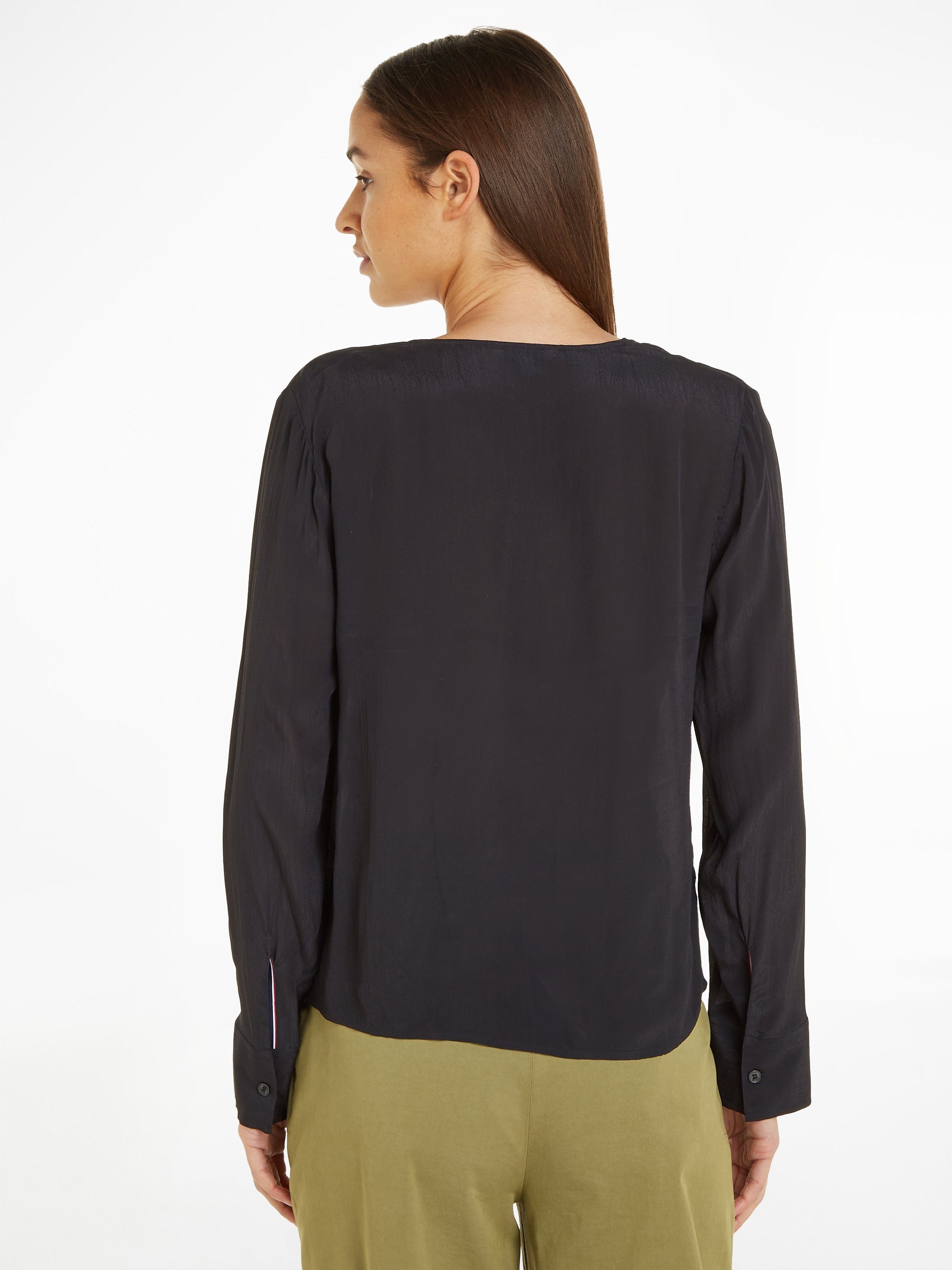 Tommy Hilfiger Langarmbluse VISCOSE CREPE V-NECK günstig online kaufen