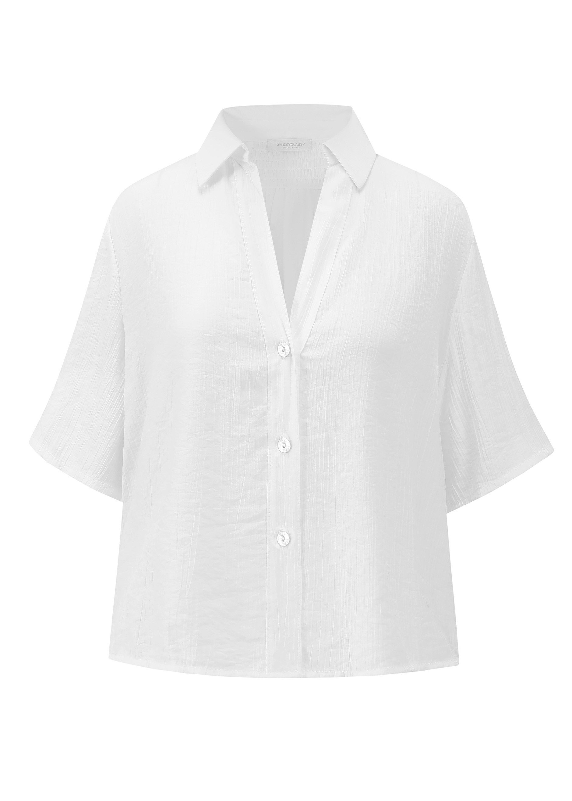 SASSYCLASSY Langarmbluse Bluse in Crincle Optik für Damen Sommerliche Bluse günstig online kaufen