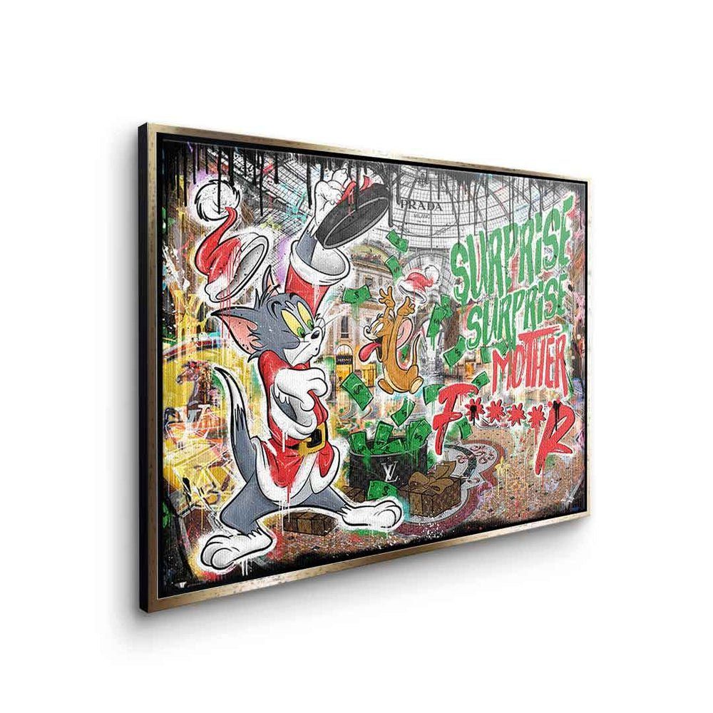 & DOTCOMCANVAS® Art Pop Rahmen fucker Leinwandbild surprise silberner mother surprise Leinwandbild, Jerry Comic Tom