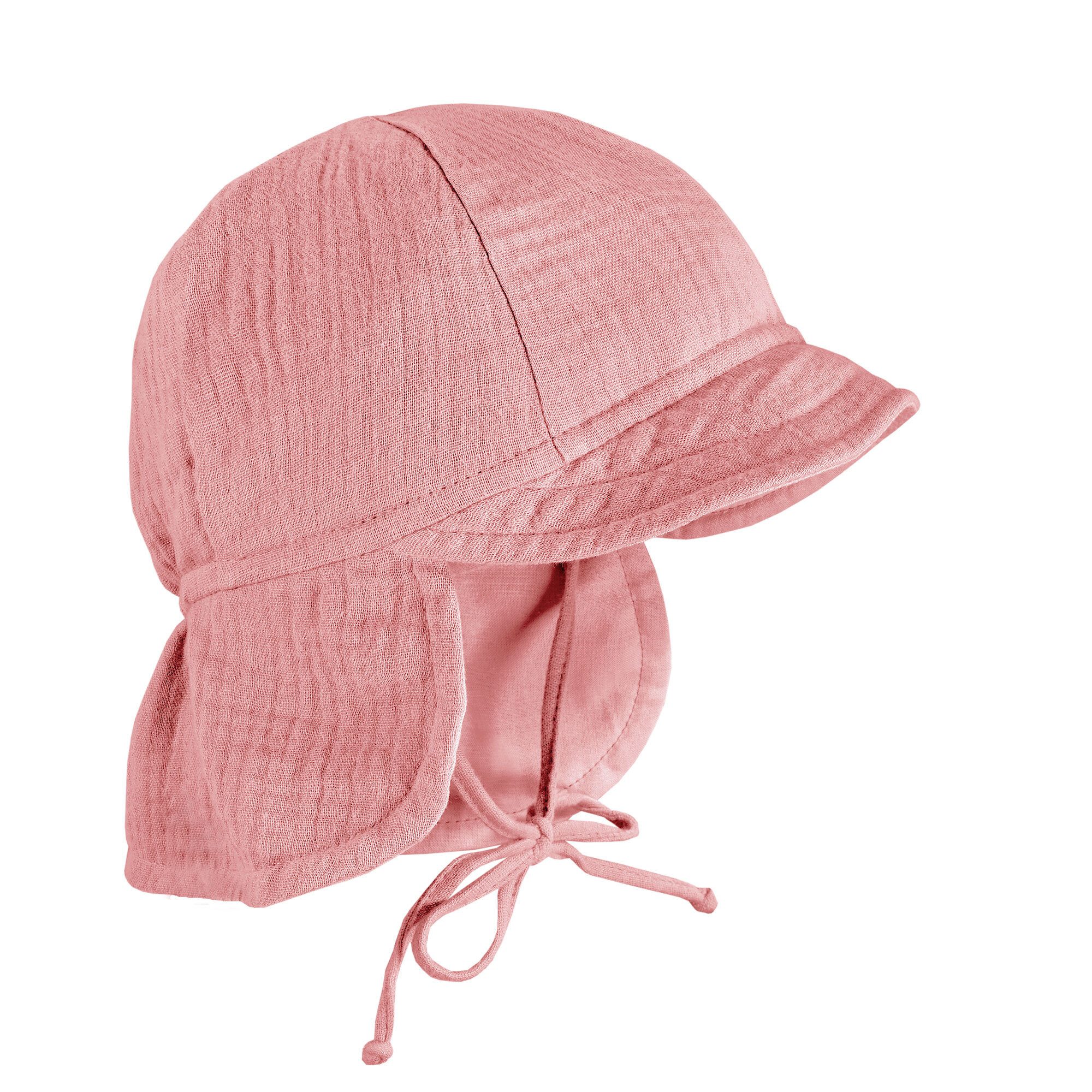 MAXIMO Schirmmütze GOTS BABY-Schildmütze, Band Musselinstoff, Nackenschutz, Futter, UV (1-St) Musselin