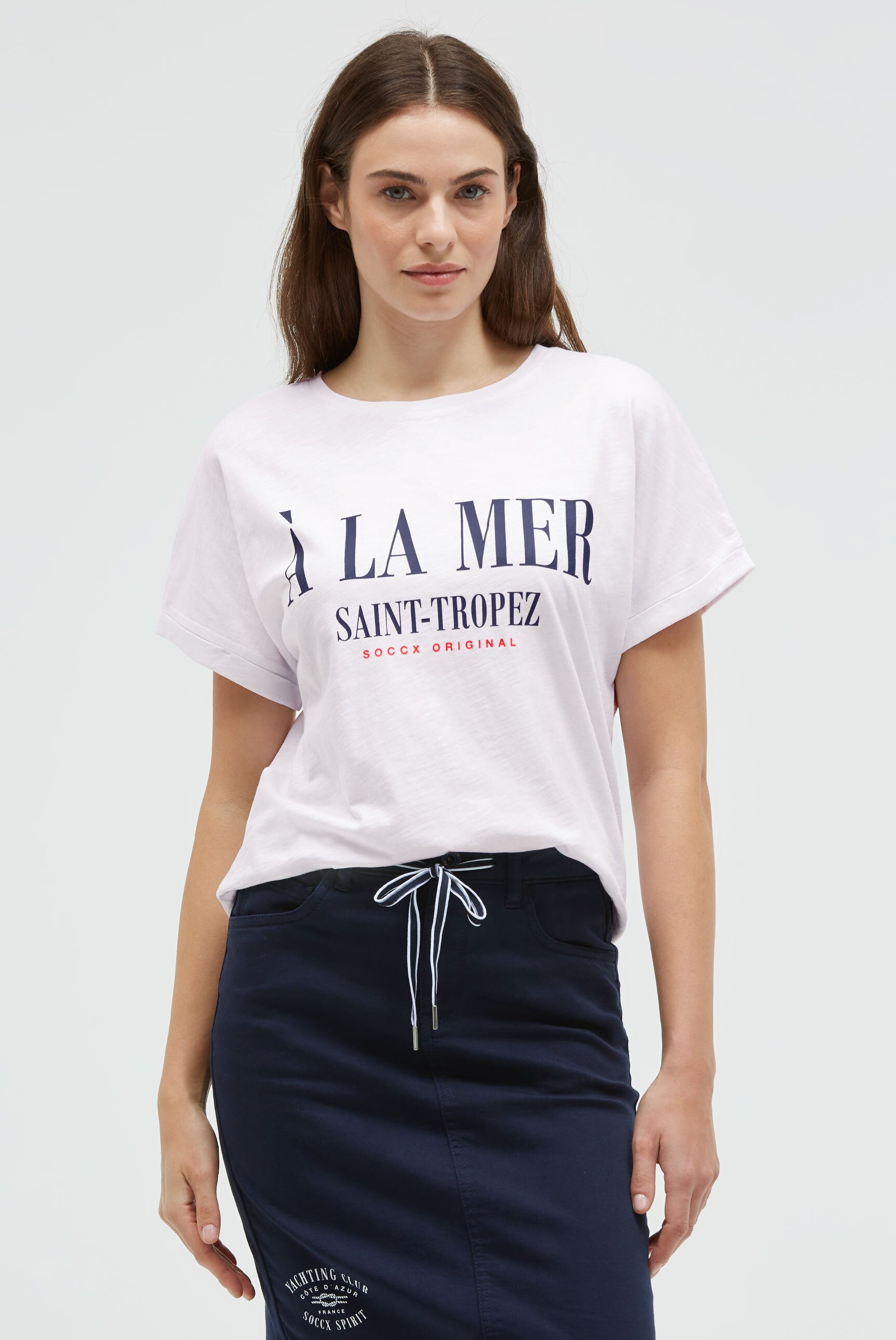 SOCCX Rundhalsshirt mit Turn-Up-Ärmel