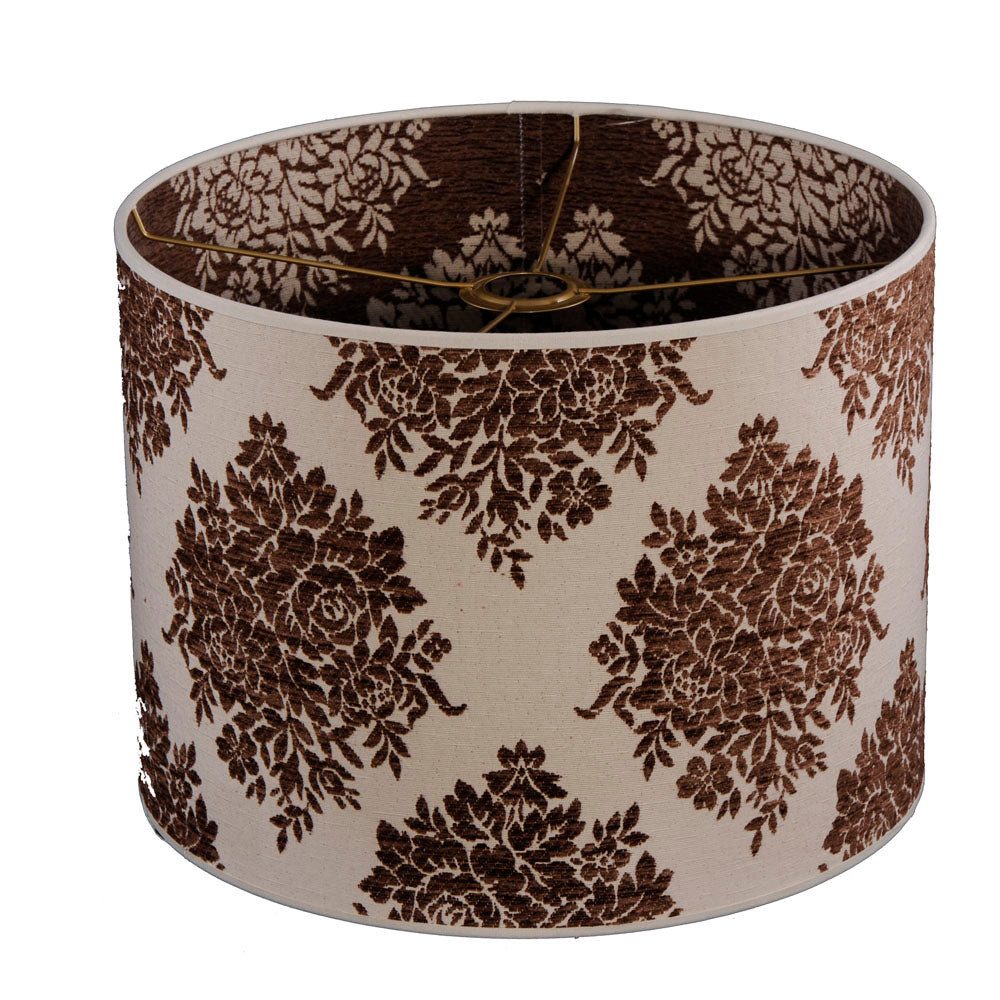 Dirk Davids Leuchten GmbH Lampenschirm Lampenschirm Zylinder Rivera Leinen Beige Braun TL 40-40-25, Florales Muster